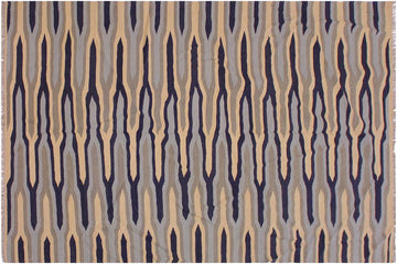 Flat Weave Kilim, Antique, Navaho, Vintage, Handmade, Modern Kilim Beige Blue Hand-Woven Rectangle 100% Wool Area Rug 6 x 9